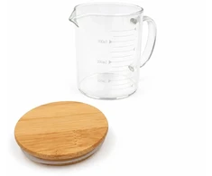 Stiklinis puodelis su bambukiniu dangteliu ir matavimo skale 250 ml