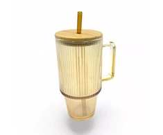 Stiklinis puodelis su šiaudeliu "BAMBOO"