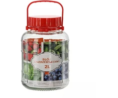 Stiklinis universalus stiklainis 2 L su plastikiniu dangteliu