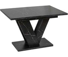 Mebel Elite Išskleidžiamas stalas, 120–160 cm, juodo marmuro spalvos