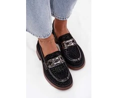 Suede Women's Loafers with Decoration D&amp;A MR52-176 Juodas