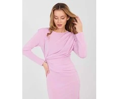 Suknelė ilgomis rankovėmis šviesiai violetinė elegantiška