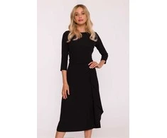 Suknelė juoda midi su klostėmis