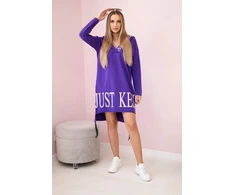 Suknelė su gobtuvu ir raštu, tamsiai violetinė