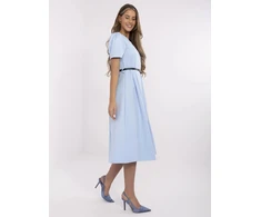 Suknelė šviesiai mėlyna elegantiška ilgarankovė