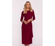 Suknelė tamsiai raudona midi su raukiniu