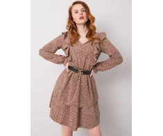 Suknelė-WN-SK-R824.68-tamsiai smėlio spalvos