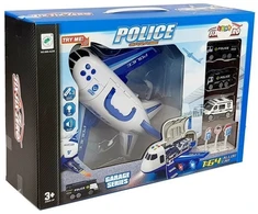 Sulankstomas policijos lėktuvas su automobiliais, 1:64, su šviesomis ir garsais