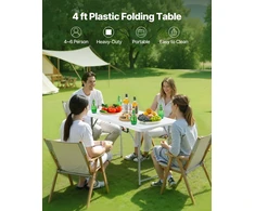 VEVOR Sulankstomas plastikinis stalas 122cm vidaus ir lauko naudojimui