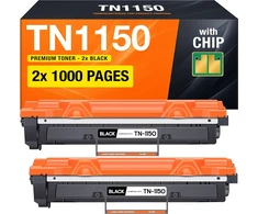 Supply Guy juodos spalvos tonerio kasetės su mikroschema, 2 vnt., suderinamos su Brother TN-1150