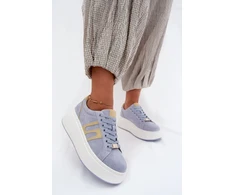 Šviesiai mėlyni platforminiai sportbačiai Step in style