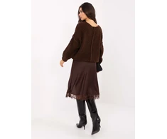Megztinis tamsiai rudas su apvalia iškirpte IT