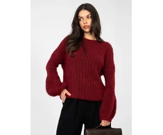 Moteriškas oversize megztinis bordo spalvos