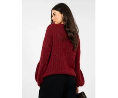 Moteriškas oversize megztinis bordo spalvos