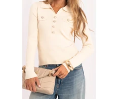 Sweter-PM-SW-SF502.29-jasny smėlio spalva