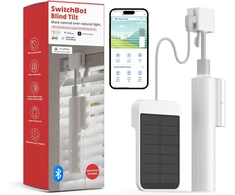 SwitchBot žaliuzių lamelių pakreipimo variklis su Bluetooth pulteliu ir saulės įkrovimu