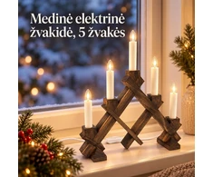 TAMSIAI RUDA medinė elektrinė žvakidė, 5 žvakių, 40 × 30 cm