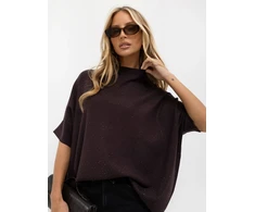 Tamsiai rudas oversize megztinis