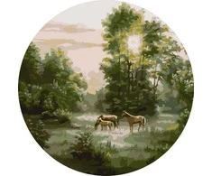 Tapyba pagal skaičius Arkliai ganosi miško pievoje 40 × 40 cm