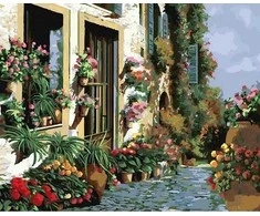 Tapyba pagal skaičius Gėlių gatvė 40x50 cm