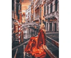 Tapyba pagal skaičius Jos didenybė raudona suknelė 40x50 cm