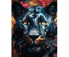 Tapyba pagal skaičius Juodosios panteros portretas 40 × 50 cm