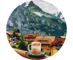 Tapyba pagal skaičius Kalnų kaimelio kavos vaizdas 40 × 40 cm