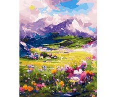 Tapyba pagal skaičius Kalnų pieva su gėlėmis 40 × 50 cm