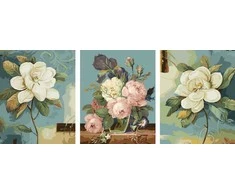 Tapyba pagal skaičius Klasikinė magnolija, triptikas 40 × 50 × 3 cm