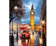 Tapyba pagal skaičius Londono vakaras – Big Benas ir raudonasis autobusas, 40 × 50 cm