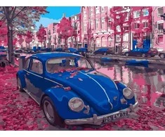 Tapyba pagal skaičius – Mėlynas senovinis automobilis, 30×40 cm