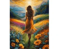 Tapyba pagal skaičius Mergina eina link saulėlydžio 40 × 50 cm