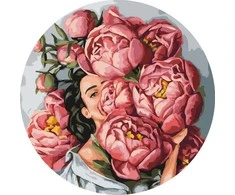 Tapyba pagal skaičius Moteris už rožinių bijūnų 40 × 40 cm