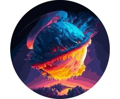 Tapyba pagal skaičius — Neoninė planeta, 40 × 40 cm
