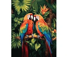Tapyba pagal skaičius Papūgos džiunglėse 40 × 50 cm