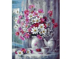 Tapyba pagal skaičius Pastelinių gėlių kompozicija vazose 40 × 50 cm