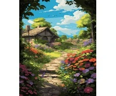 Tapyba pagal skaičius rinkinys Gėlių tako kaimo sodyba 40 × 50 cm