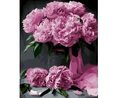 Tapyba pagal skaičius Rožiniai bijūnai 40 × 50 cm