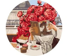 Tapyba pagal skaičius Rytinė kava Paryžiuje 40 × 40 cm, komplektas su akriliniais dažais