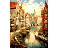 Tapyba pagal skaičius Senamiesčio kanalo gatvė, 40 × 50 cm