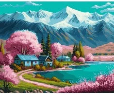 Tapyba pagal skaičius Spring Lake (kalnų kaimas), 40 × 50 cm