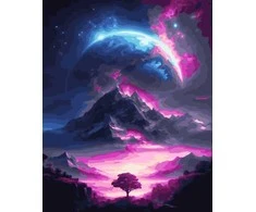 Tapyba pagal skaičius Svajingas pašvaistės naktinis peizažas 40 × 50 cm