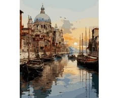Tapyba pagal skaičius Venecijos saulėlydžio kanalas 40 × 50 cm