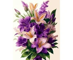 Tapyba pagal skaičius Violetinių lelijų puokštė 40 × 50 cm