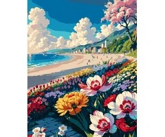 Tapyba pagal skaičius Žydinti pajūrio promenada 40 × 50 cm