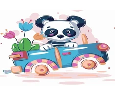 Tapybos pagal skaičius rinkinys „Pandos vairavimo žaislinis automobilis“ 20 × 30 cm