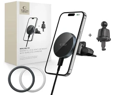 Tech-Protect mm15W-V5 Magnetinis MagSafe automobilinis laikiklis, skirtas vėdinimo grotelėms/CD grotelių angai - Juodas