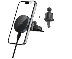 Tech-Protect mm15W-V5 Magnetinis MagSafe automobilinis laikiklis, skirtas vėdinimo grotelėms/CD grotelių angai - Juodas