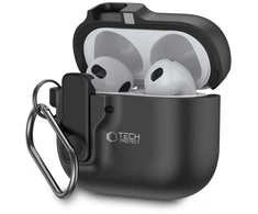Tech-Protect Plonas dėklas su kabliuku skirtas AirPods 4 - Juodas