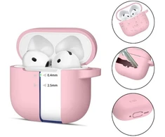 Tech-Protect Silikoninis dėklas su kabliuku AirPods 4 - Rožinis